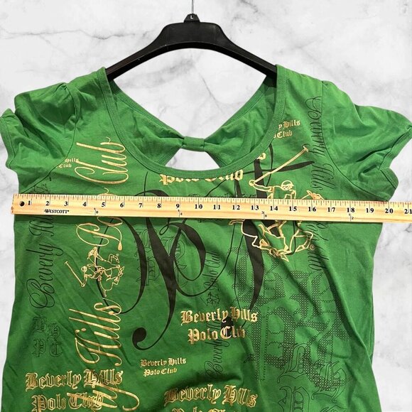 Beverly Hills Polo Club Green Women's Top Keyhole Back Short Sleeve Size 1X - Picture 8 of 14
